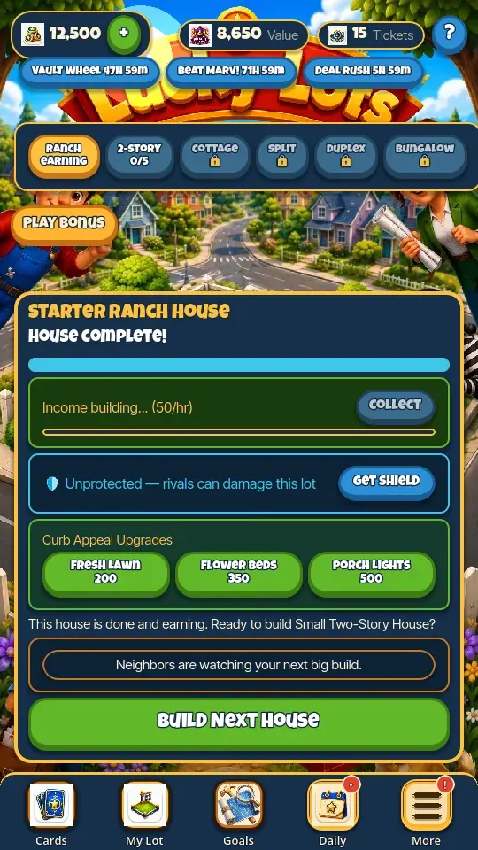 A house under construction on My Lot in Lucky Lots